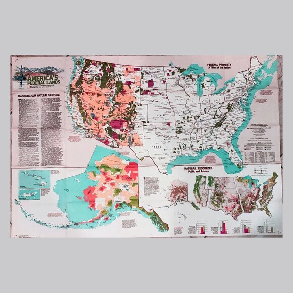 Vintage America’s Federal Lands Map National Geographic September 1982 29x42.5" - Picture 3 of 3